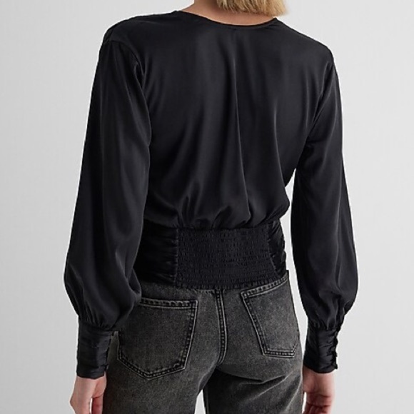 Express Black Wrap Blouse - Picture 8 of 9